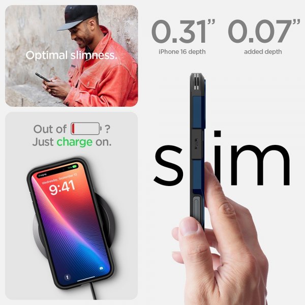Spigen iPhone 16 Deksel Tough Armor MagFit Navy Blue
