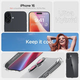 Spigen iPhone 16 Deksel Ultra Hybrid Frost Clear