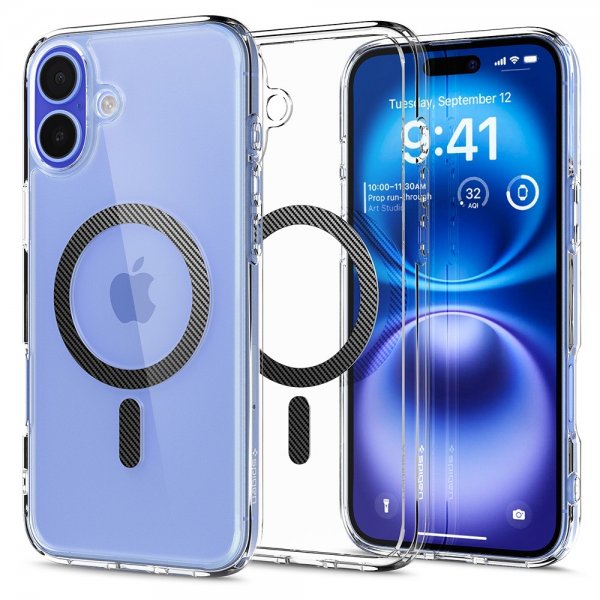 Spigen iPhone 16 Deksel Ultra Hybrid MagFit Carbon Fiber