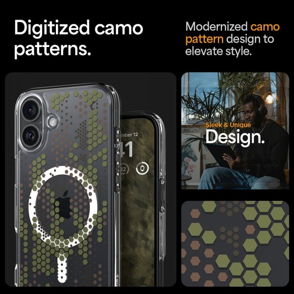 Spigen iPhone 16 Deksel Ultra Hybrid MagFit Digital Camo