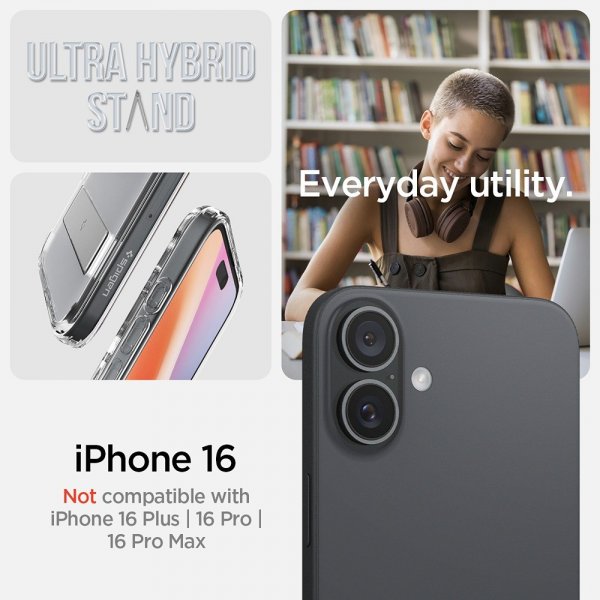 Spigen iPhone 16 Deksel Ultra Hybrid S MagFit Crystal Clear