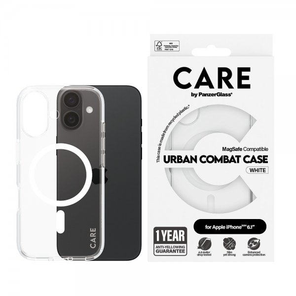 CARE by PanzerGlass iPhone 16 Deksel Urban Combat MagSafe Hvit