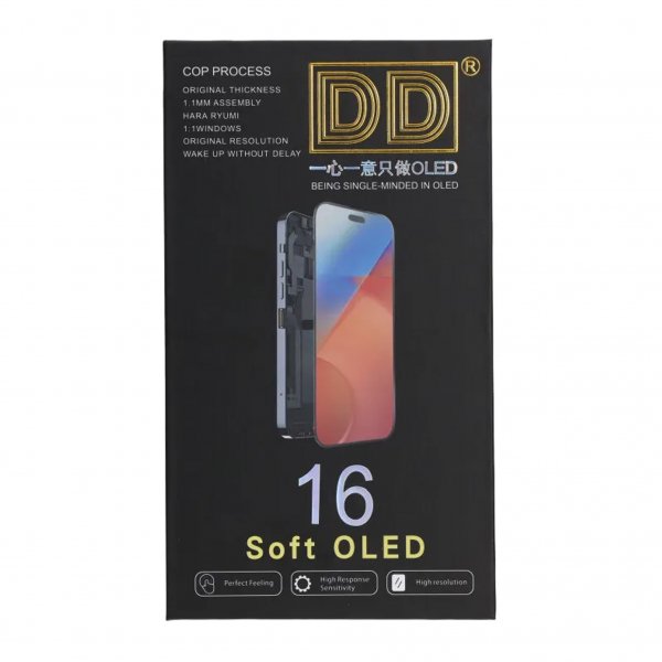 iPhone 16 Soft OLED Display High Quality Black (DD brand)
