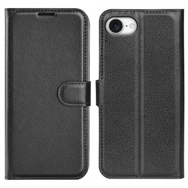 iPhone 16e/17e Etui Litchi Svart