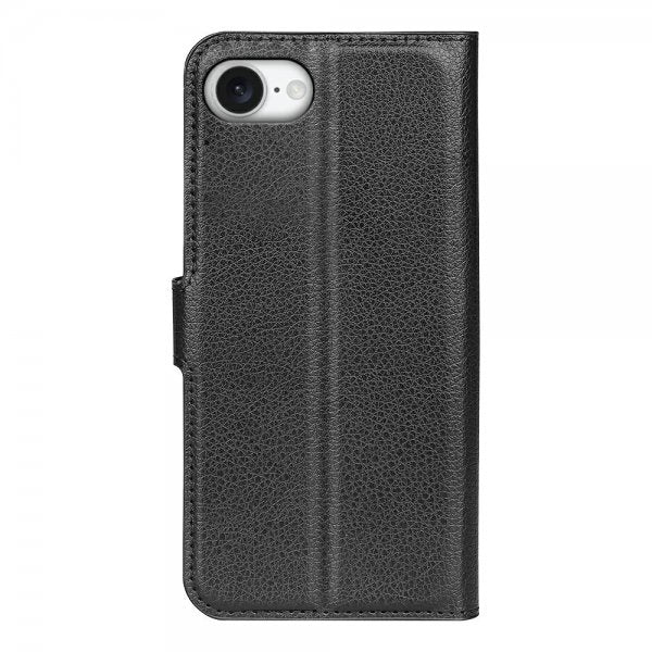iPhone 16e/17e Etui Litchi Svart