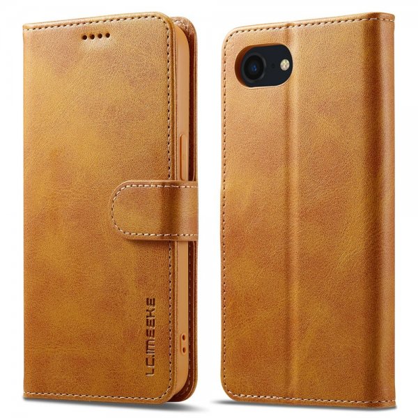 Lc.Imeeke iPhone 16e/17e Etui med Kortlomme stativfunksjon Lysebrun