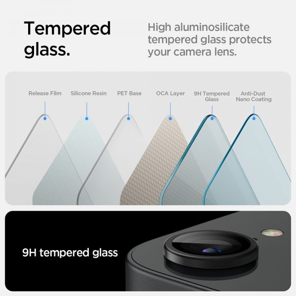 Spigen iPhone 16e/17e Kamerabeskytter GLAS.tR EZ Fit Optik Pro 2-pakning