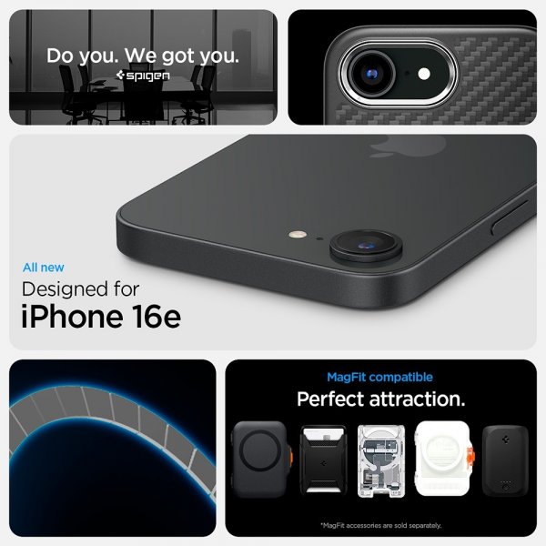 Spigen iPhone 16e/17e Deksel Enzo Aramid MagFit Matte Black