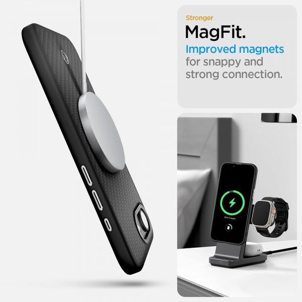 Spigen iPhone 16e/17e Deksel Enzo Aramid MagFit Matte Black