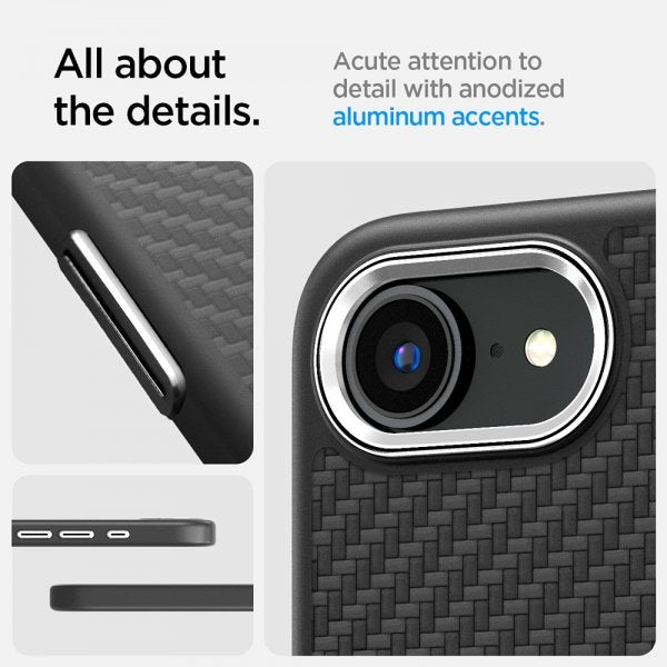 Spigen iPhone 16e/17e Deksel Enzo Aramid MagFit Matte Black