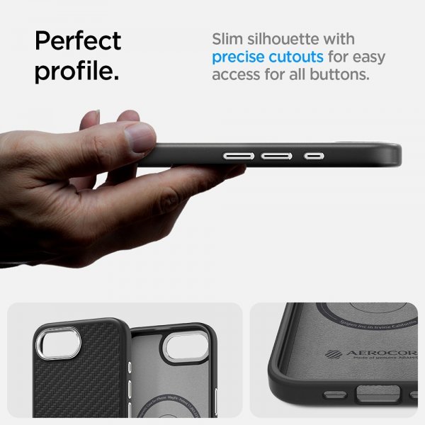 Spigen iPhone 16e/17e Deksel Enzo Aramid MagFit Matte Black