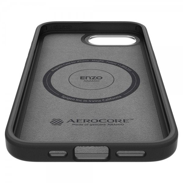 Spigen iPhone 16e/17e Deksel Enzo Aramid MagFit Matte Black