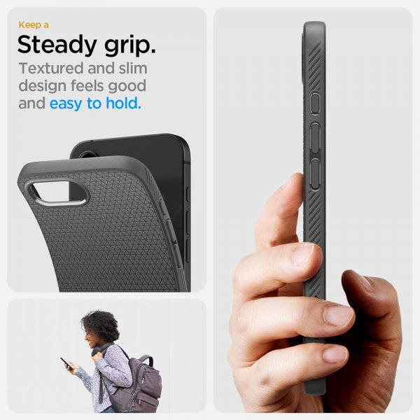 Spigen iPhone 16e/17e Deksel Liquid Air Marble Gray