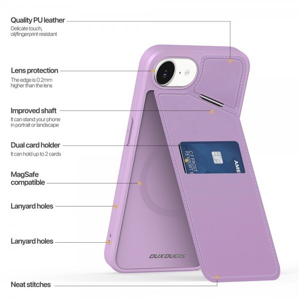 Dux Ducis iPhone 16e/17e Deksel Rafi II Series MagSafe Lilla