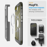 Spigen iPhone 16e/17e Deksel Tough Armor MagFit Frost Black