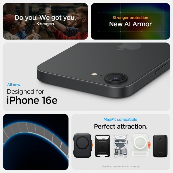 Spigen iPhone 16e/17e Deksel Tough Armor MagFit Gunmetal