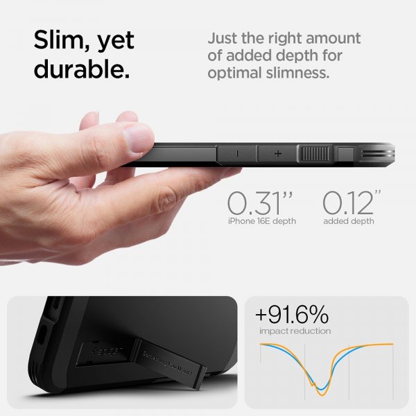 Spigen iPhone 16e/17e Deksel Tough Armor MagFit Svart