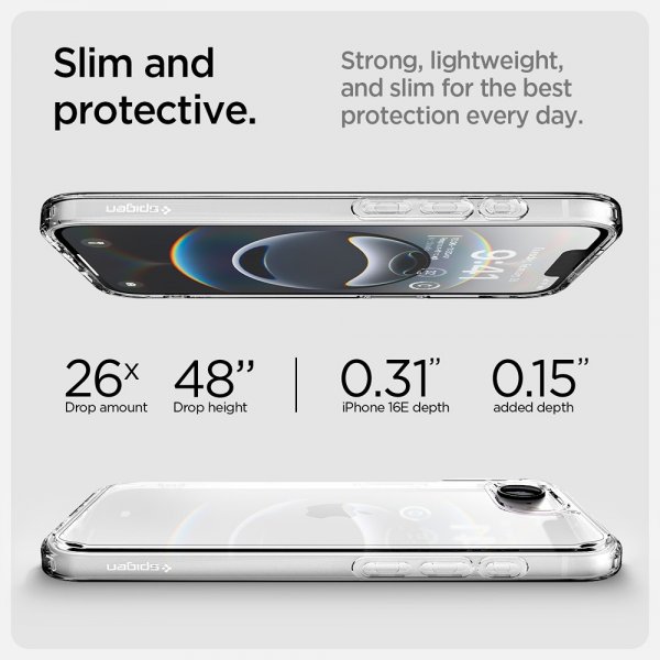 Spigen iPhone 16e/17e Deksel Ultra Hybrid Crystal Clear