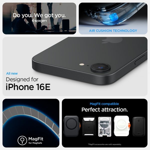 Spigen iPhone 16e/17e Deksel Ultra Hybrid S MagFit Clear White