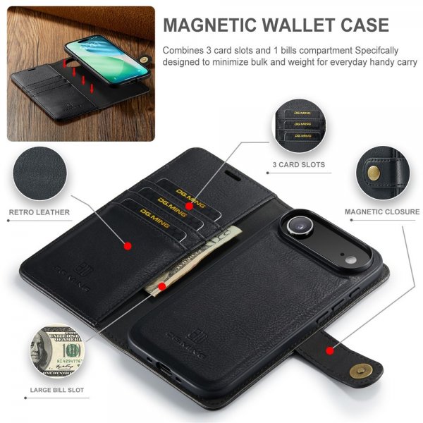 Dg.Ming iPhone Air Etui Avtagbart Deksel Svart