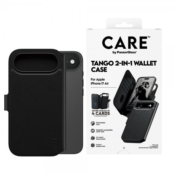CARE by PanzerGlass iPhone Air Etui Tango Two-in-One Wallet MagSafe Svart