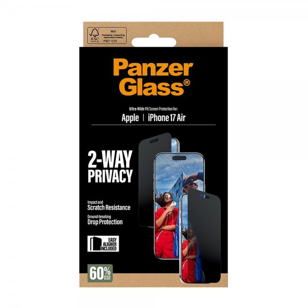 PanzerGlass iPhone Air Skjermbeskytter Ultra-Wide Fit Privacy EasyAligner