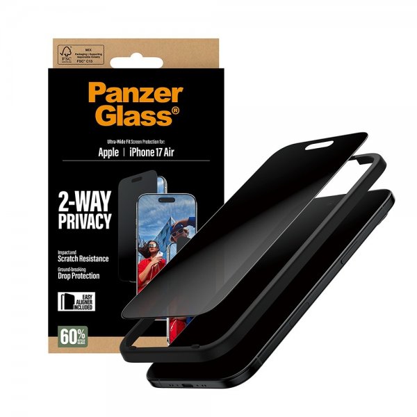 PanzerGlass iPhone Air Skjermbeskytter Ultra-Wide Fit Privacy EasyAligner