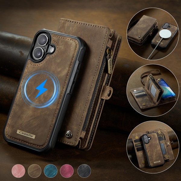 CaseMe iPhone 17 Etui 008 Series Avtakbart Deksel Brun