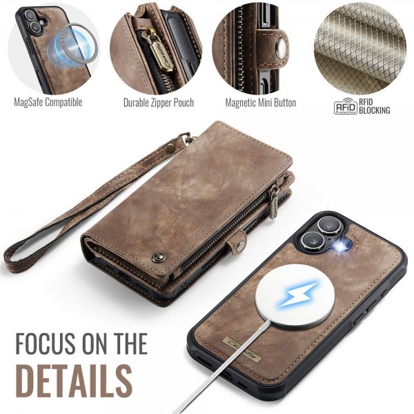 CaseMe iPhone 17 Etui 008 Series Avtakbart Deksel Brun