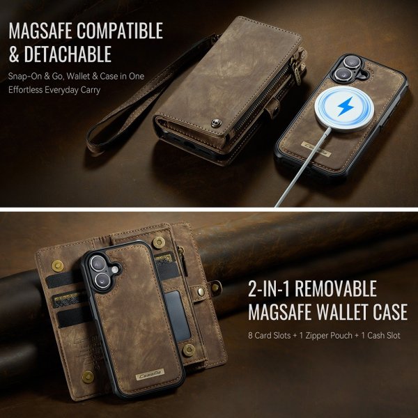 CaseMe iPhone 17 Etui 008 Series Avtakbart Deksel Brun