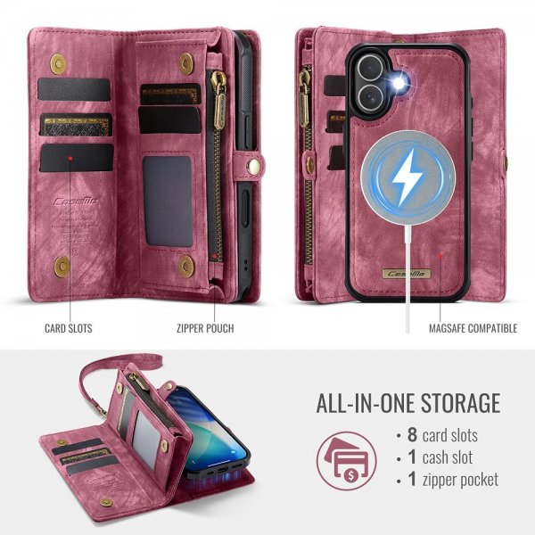 CaseMe iPhone 17 Etui 008 Series Avtakbart Deksel Rød