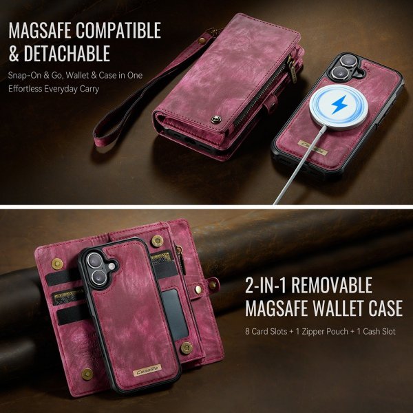 CaseMe iPhone 17 Etui 008 Series Avtakbart Deksel Rød