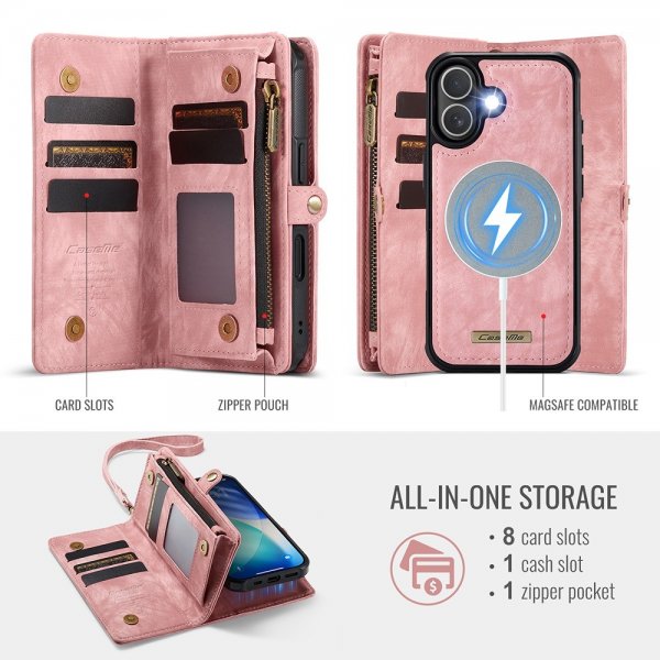 CaseMe iPhone 17 Etui 008 Series Avtakbart Deksel Rosa