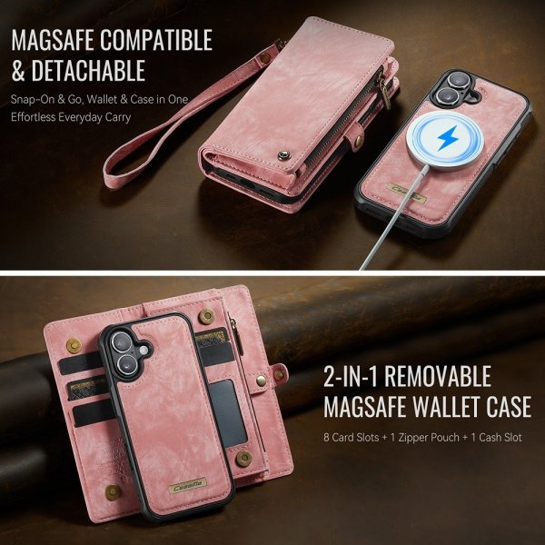 CaseMe iPhone 17 Etui 008 Series Avtakbart Deksel Rosa