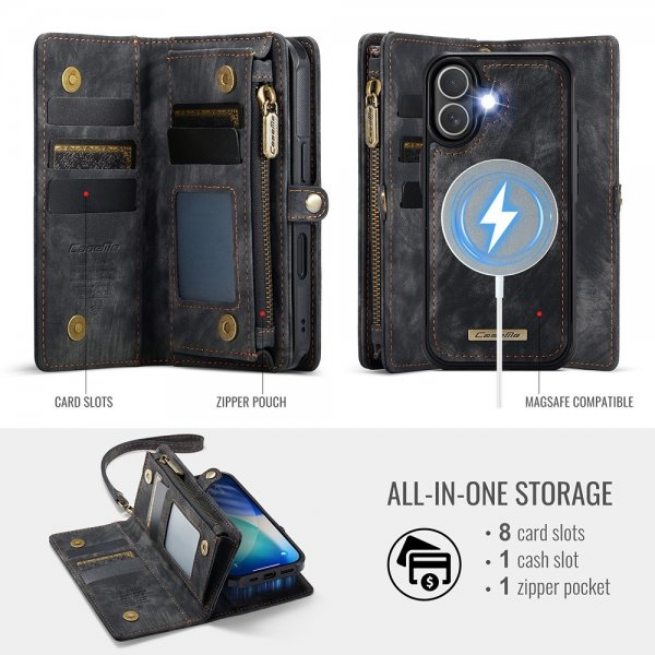 CaseMe iPhone 17 Etui 008 Series Avtakbart Deksel Svart