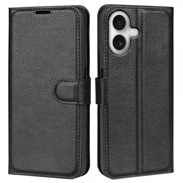iPhone 17 Etui Litchi Svart