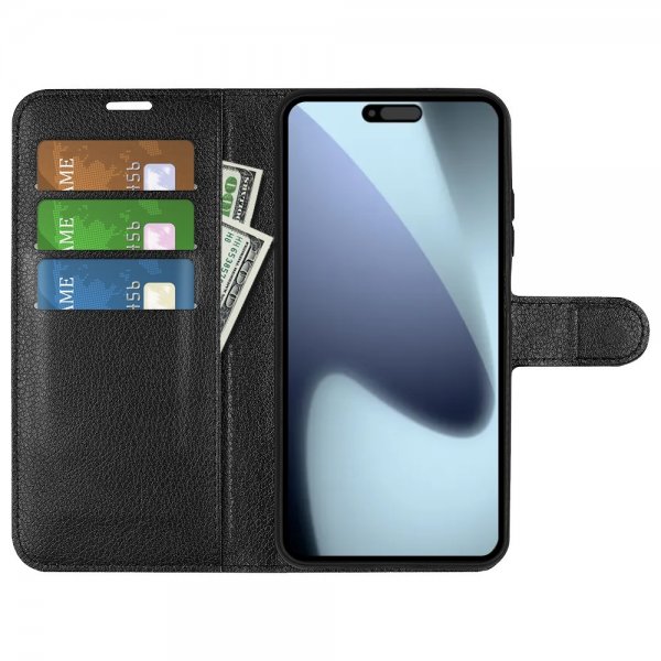 iPhone 17 Etui Litchi Svart