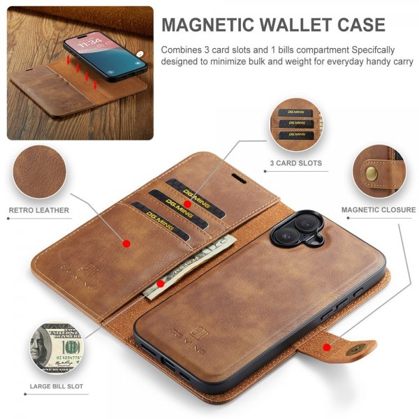 Dg.Ming iPhone 17 Etui Avtagbart Deksel Brun
