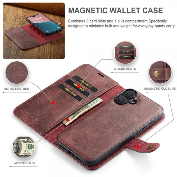 Dg.Ming iPhone 17 Etui Avtagbart Deksel Rød