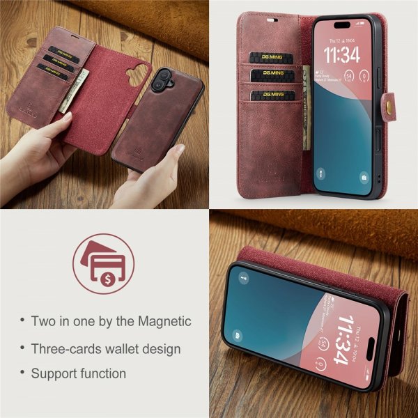 Dg.Ming iPhone 17 Etui Avtagbart Deksel Rød