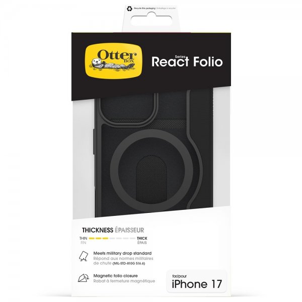 Otterbox iPhone 17 Etui React Folio MagSafe Black Crystal