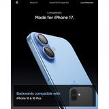 Spigen iPhone 17 Kamerabeskytter GLAS.tR EZ Fit Optik Pro 2-pakning Blå