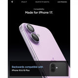 Spigen iPhone 17 Kamerabeskytter GLAS.tR EZ Fit Optik Pro 2-pakning Lilla
