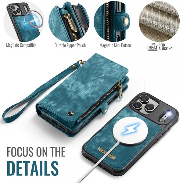 CaseMe iPhone 17 Pro Etui 008 Series Avtakbart Deksel Blå