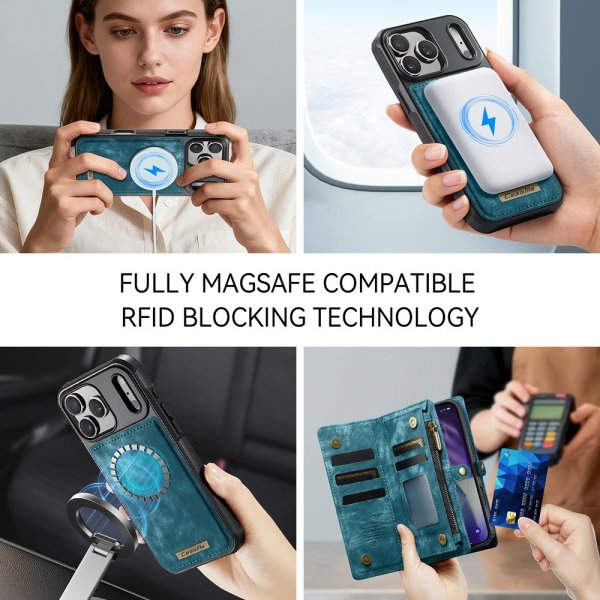 CaseMe iPhone 17 Pro Etui 008 Series Avtakbart Deksel Blå