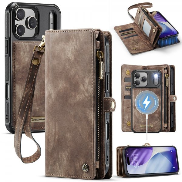 CaseMe iPhone 17 Pro Etui 008 Series Avtakbart Deksel Brun
