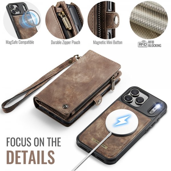 CaseMe iPhone 17 Pro Etui 008 Series Avtakbart Deksel Brun