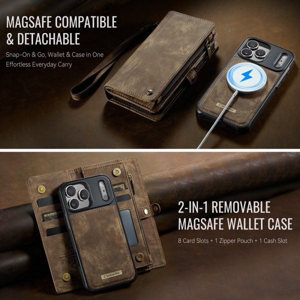 CaseMe iPhone 17 Pro Etui 008 Series Avtakbart Deksel Brun