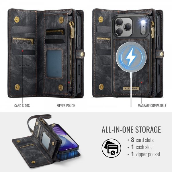 CaseMe iPhone 17 Pro Etui 008 Series Avtakbart Deksel Svart