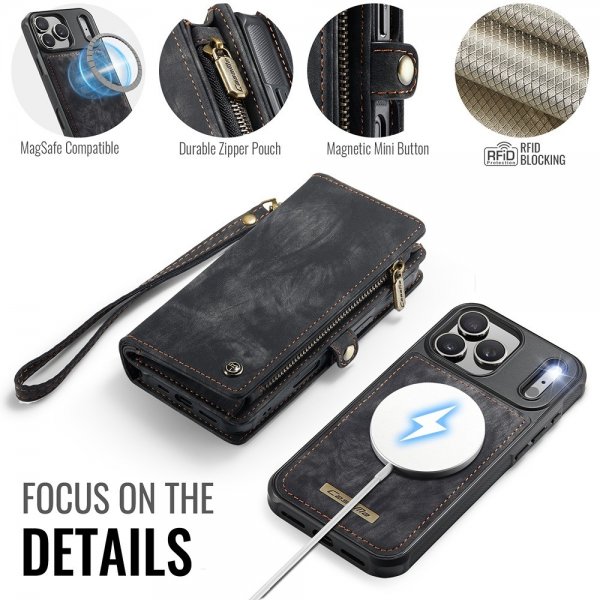 CaseMe iPhone 17 Pro Etui 008 Series Avtakbart Deksel Svart